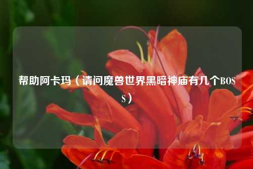 帮助阿卡玛（请问魔兽世界黑暗神庙有几个BOSS）