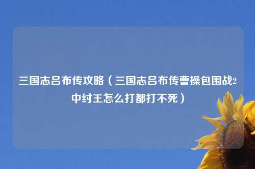 三国志吕布传攻略（三国志吕布传曹操包围战2中纣王怎么打都打不死）