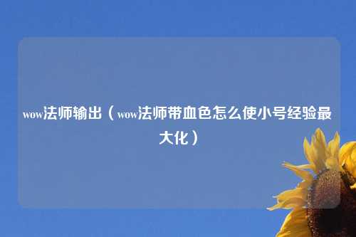 wow法师输出（wow法师带血色怎么使小号经验最大化）