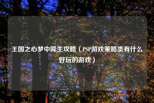 王国之心梦中降生攻略（PSP游戏策略类有什么好玩的游戏）