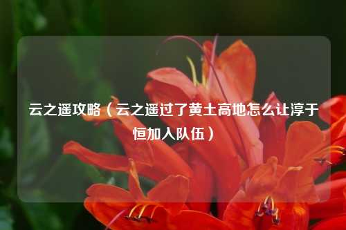云之遥攻略（云之遥过了黄土高地怎么让淳于恒加入队伍）