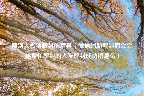 帮别人微信解封的后果（微信辅助解封后会会给帮忙解封的人发解封成功消息么）