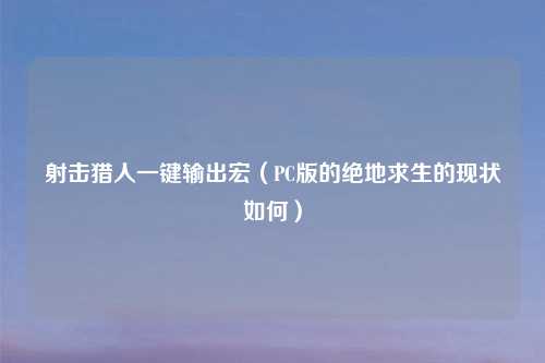 射击猎人一键输出宏（PC版的绝地求生的现状如何）