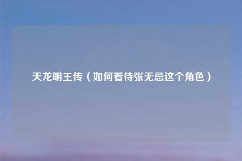 天龙明王传（如何看待张无忌这个角色）