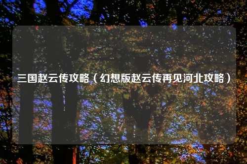 三国赵云传攻略（幻想版赵云传再见河北攻略）
