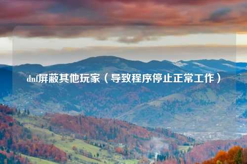 dnf屏蔽其他玩家（导致程序停止正常工作）