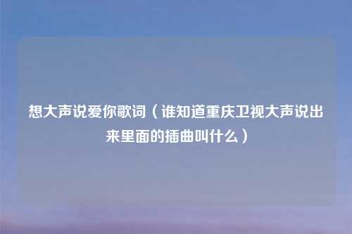 想大声说爱你歌词（谁知道重庆卫视大声说出来里面的插曲叫什么）