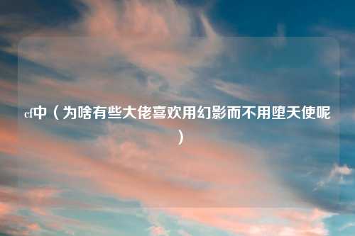 cf中（为啥有些大佬喜欢用幻影而不用堕天使呢）