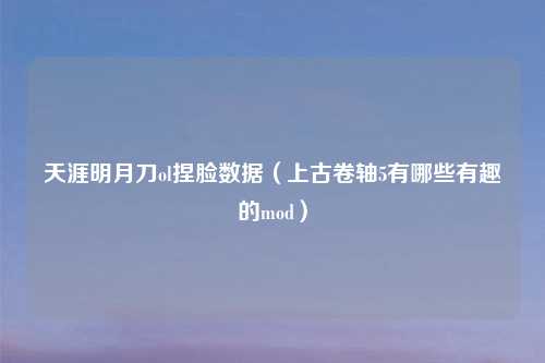 天涯明月刀ol捏脸数据（上古卷轴5有哪些有趣的mod）
