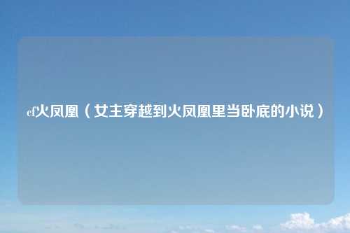 cf火凤凰（女主穿越到火凤凰里当卧底的小说）