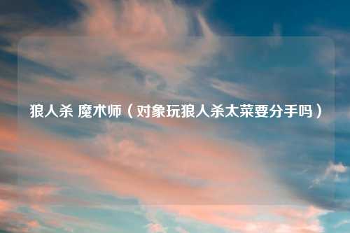 狼人杀 魔术师（对象玩狼人杀太菜要分手吗）