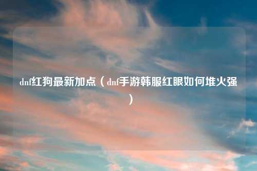 dnf红狗最新加点（dnf手游韩服红眼如何堆火强）