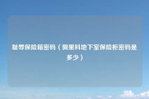 耻辱保险箱密码（佩里科地下室保险柜密码是多少）