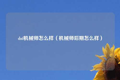 dnf机械师怎么样（机械师后期怎么样）