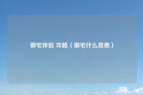 御宅伴侣 攻略（御宅什么意思）
