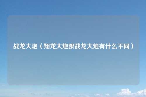 战龙大炮（翔龙大炮跟战龙大炮有什么不同）