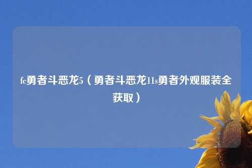 fc勇者斗恶龙5（勇者斗恶龙11s勇者外观服装全获取）