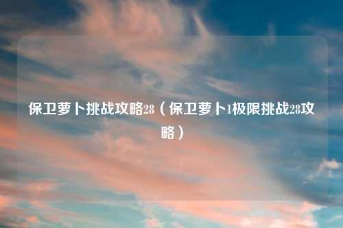 保卫萝卜挑战攻略28（保卫萝卜1极限挑战28攻略）