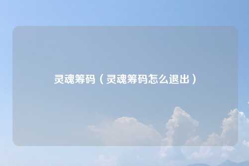 灵魂筹码（灵魂筹码怎么退出）
