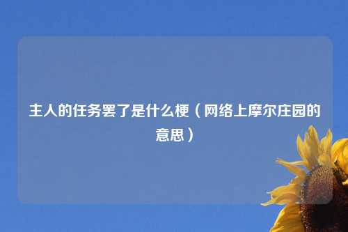 主人的任务罢了是什么梗（网络上摩尔庄园的意思）
