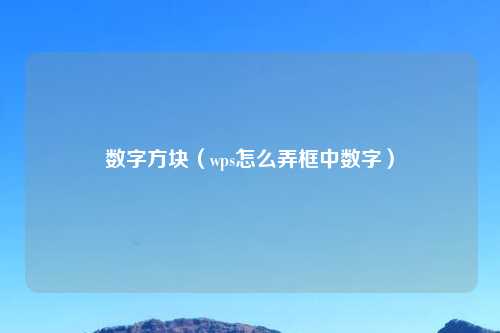 数字方块（wps怎么弄框中数字）