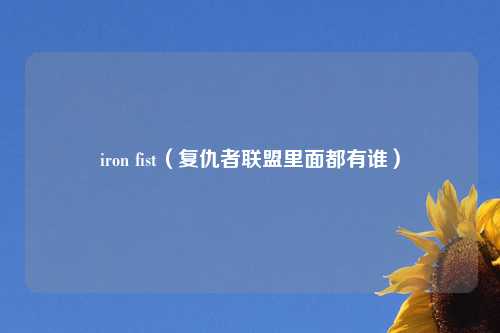 iron fist（复仇者联盟里面都有谁）