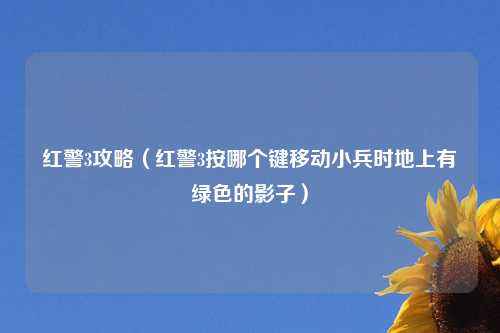 红警3攻略（红警3按哪个键移动小兵时地上有绿色的影子）