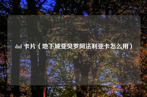 dnf 卡片（地下城亚贝罗阿法利亚卡怎么用）