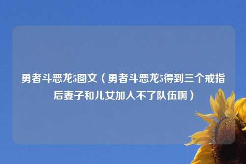勇者斗恶龙5图文（勇者斗恶龙5得到三个戒指后妻子和儿女加人不了队伍啊）