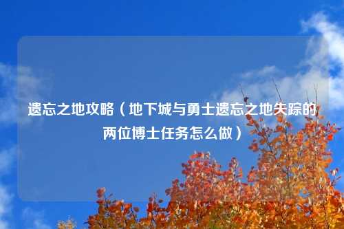 遗忘之地攻略（地下城与勇士遗忘之地失踪的两位博士任务怎么做）