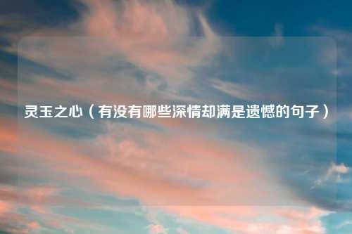 灵玉之心（有没有哪些深情却满是遗憾的句子）