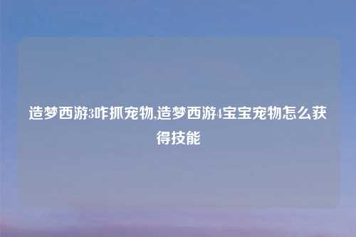 造梦西游3咋抓宠物,造梦西游4宝宝宠物怎么获得技能
