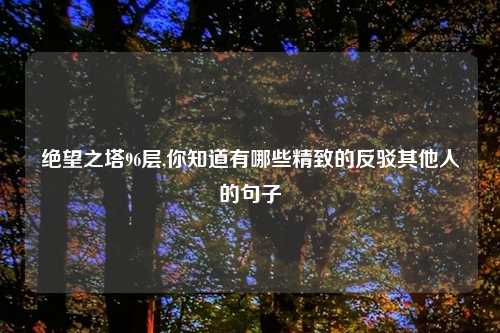 绝望之塔96层,你知道有哪些精致的反驳其他人的句子