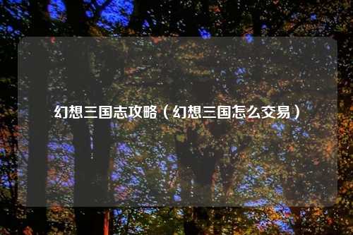 幻想三国志攻略（幻想三国怎么交易）