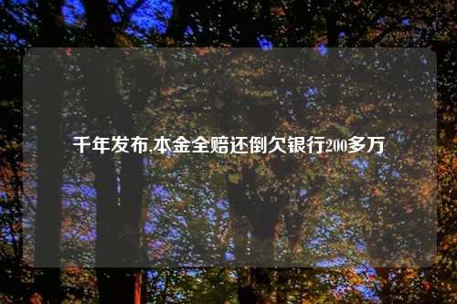 千年发布,本金全赔还倒欠银行200多万