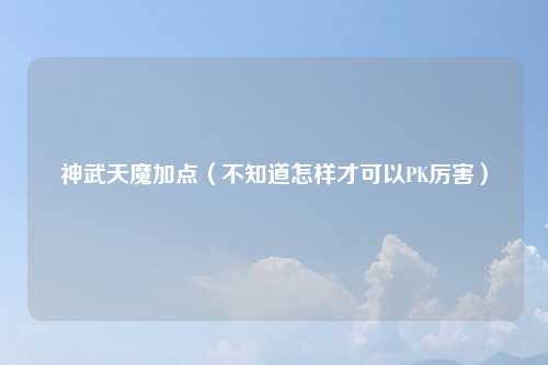 神武天魔加点（不知道怎样才可以PK厉害）
