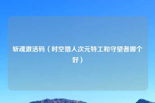 斩魂激活码（时空猎人次元特工和守望者哪个好）