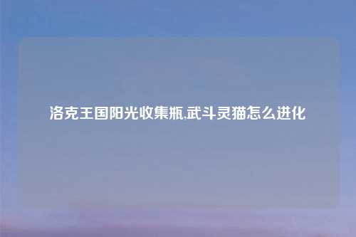 洛克王国阳光收集瓶,武斗灵猫怎么进化