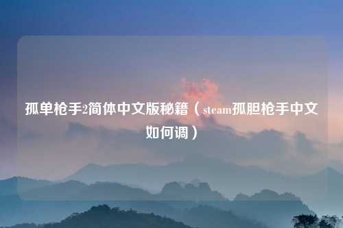 孤单枪手2简体中文版秘籍（steam孤胆枪手中文如何调）