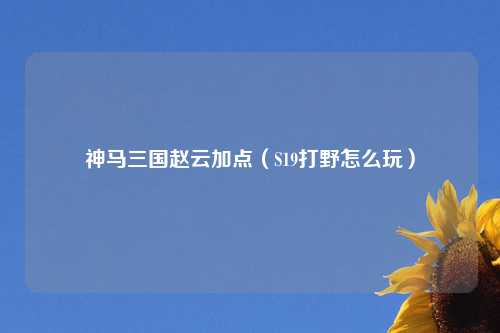 神马三国赵云加点（S19打野怎么玩）