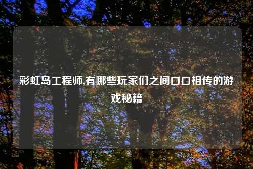 彩虹岛工程师,有哪些玩家们之间口口相传的游戏秘籍