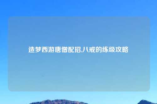 造梦西游唐僧配招,八戒的练级攻略