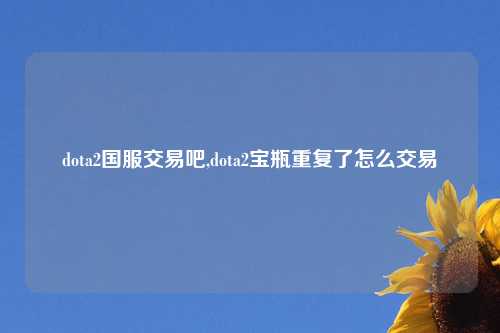 dota2国服交易吧,dota2宝瓶重复了怎么交易