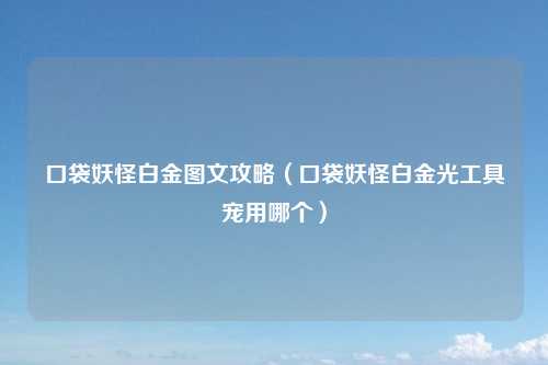 口袋妖怪白金图文攻略（口袋妖怪白金光工具宠用哪个）