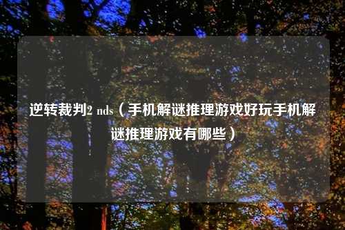 逆转裁判2 nds（手机解谜推理游戏好玩手机解谜推理游戏有哪些）