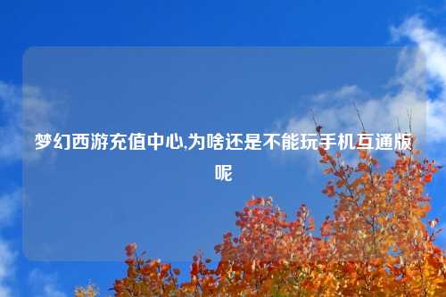梦幻西游充值中心,为啥还是不能玩手机互通版呢