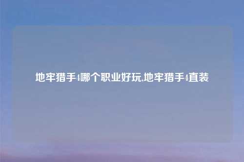 地牢猎手4哪个职业好玩,地牢猎手4直装