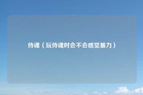 侍魂（玩侍魂时会不会感觉暴力）