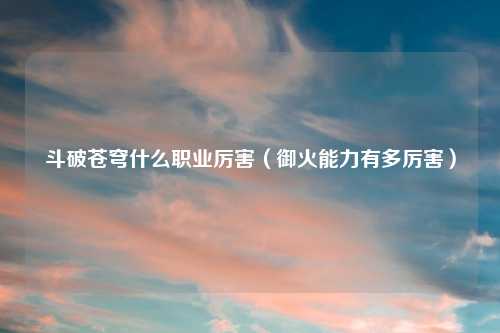 斗破苍穹什么职业厉害（御火能力有多厉害）