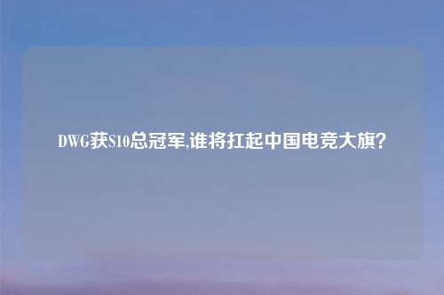 DWG获S10总冠军,谁将扛起中国电竞大旗？